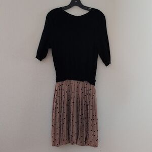 Taylor Black and Tan Midi Dress